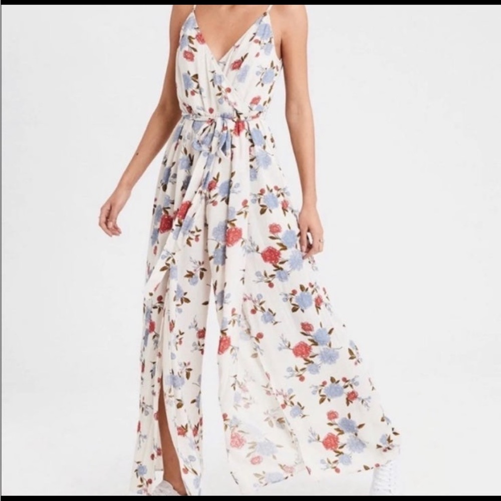 American Eagle Floral Split Leg Jumpsuit